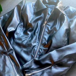 New, never worn black faux leather jacket